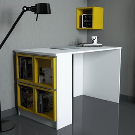 Hanah Home Mesa de estudio bohemia Blanco y Amarillo
